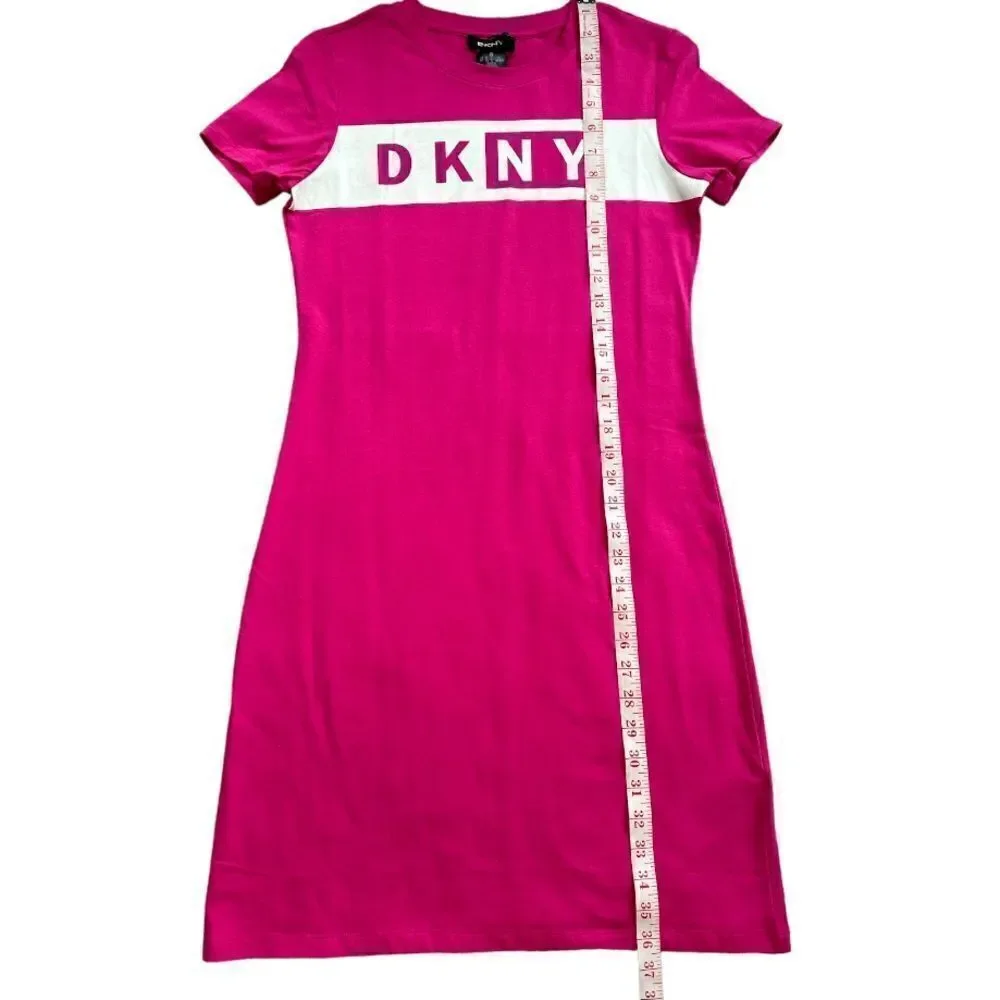 New DKNY Logo Pink T-Shirt Dress Size XS